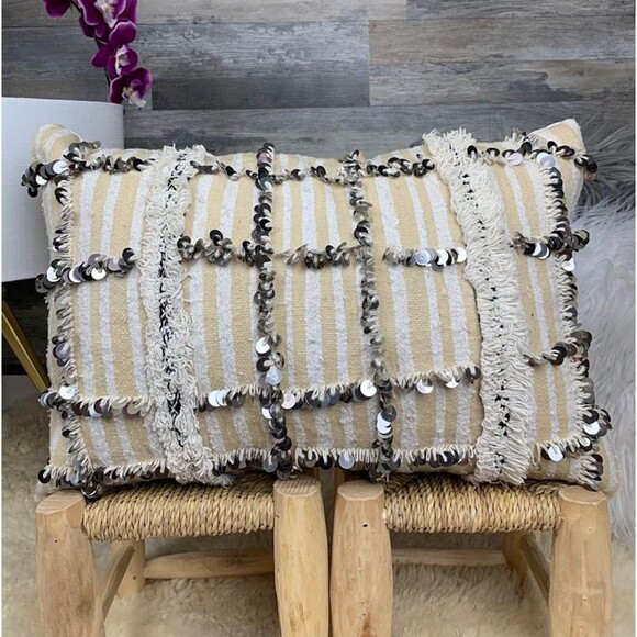 Vintage Moroccan Wedding Blanket Pillow Berber Handira 03YS00353 - Picture 1 of 10